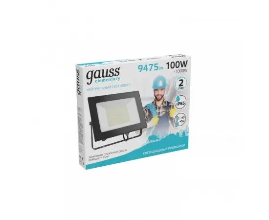 Фото характеристики Прожектор Gauss Elementary 100W 9475lm 4000К 175-265V IP65 черный LED арт. 613100110 Фото характеристики Прожектор Gauss Elementary 100W 9475lm 4000К 175-265V IP65 черный LED арт. 613100110