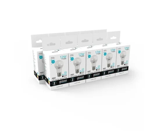 фото Лампа Gauss Elementary A60 12W 1150lm 4100K E27 LED 1/10/40 арт. 23222