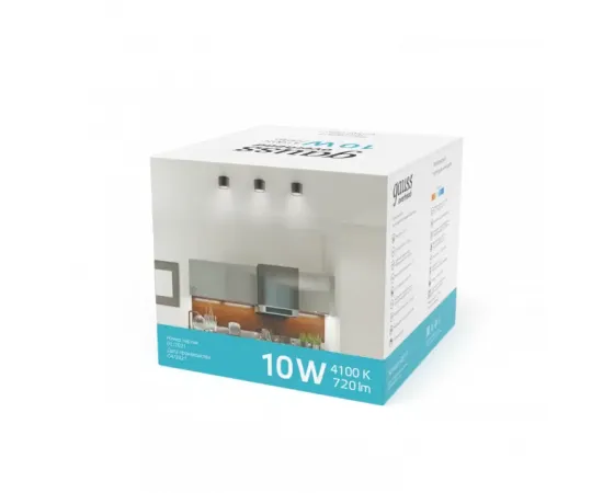Светильник Gauss Overhead накл цил 10W 720lm 4100K 170-240V IP20 88*75мм черный с расс LED 1/30, изображение 4