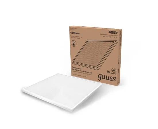 Светильник офисный Gauss 48W 4500lm 4000K IP20 595*595*19мм призма LED 1/4, изображение 2