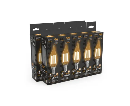 Фото Лампа Gauss Filament Свеча на ветру 13W 1100lm 2700К Е14 LED Артикул: 104801113
