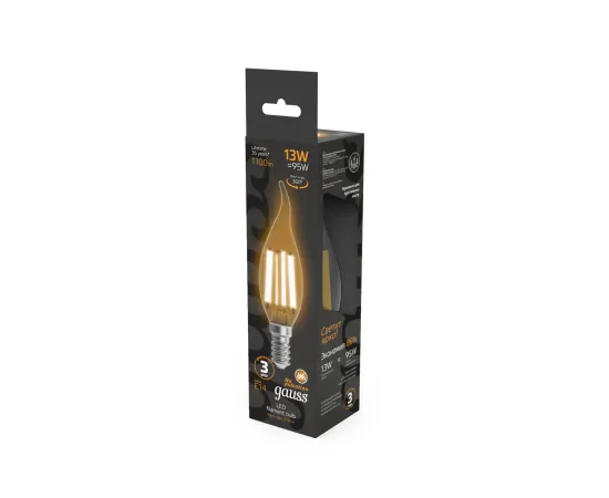 Фото Лампа Gauss Filament Свеча на ветру 13W 1100lm 2700К Е14 LED Артикул: 104801113