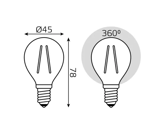 Фото Лампа Gauss Filament Шар 13W 1150lm 4100К Е14 LED 1/10/50 Артикул: 105801213 Фото Лампа Gauss Filament Шар 13W 1150lm 4100К Е14 LED 1/10/50 Артикул: 105801213