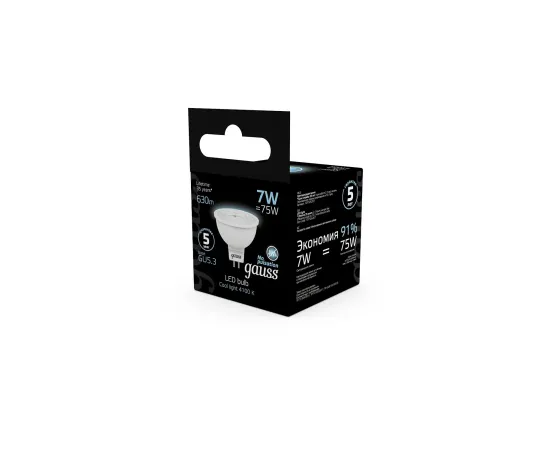 Фото Лампа Gauss MR16 7W 630lm 4100K GU5.3 LED 1/10/100 Артикул: 101505207