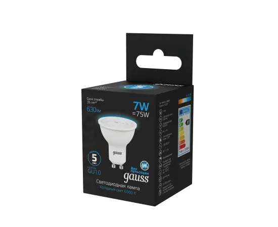 Фото Лампа Gauss MR16 7W 630lm 6500K GU10 LED 1/10/100​ арт. 101506307​