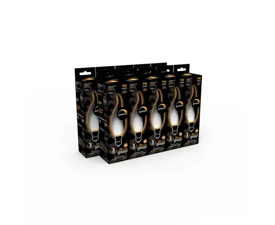 Gauss Filament Свеча на ветру 9W 590lm 3000К Е14 milky диммируемая LED 1/10/50 арт. 104201109-D