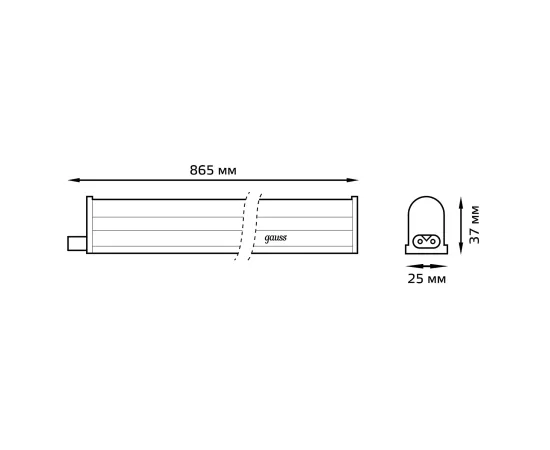 Светильник GAUSS Fito LED TL линейный прозрачный 12W 3000K 872х25х33мм (Full spectrum) 1/25, изображение 5