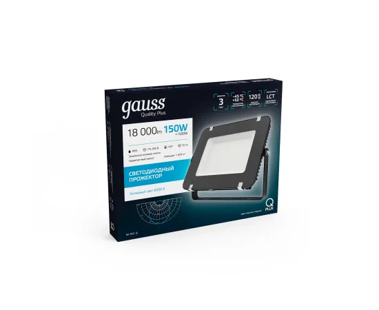 Фото Прожектор Gauss Qplus 150W 18000lm 6500K 175-265V IP65 черный LED  арт.