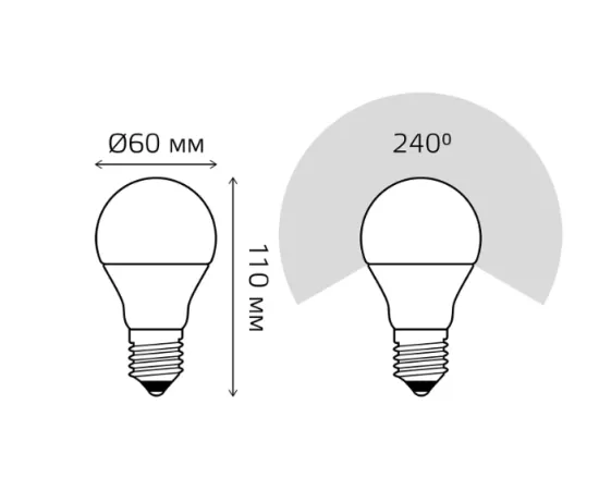 Фото Gauss LED A60-dim E27 11W 3000К диммируемая арт. 102502111-D