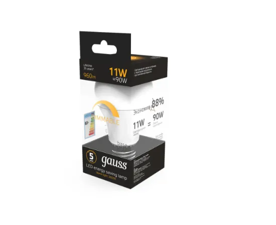 Фото Gauss LED A60-dim E27 11W 3000К диммируемая арт. 102502111-D