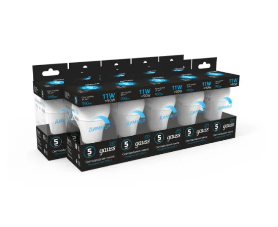 фото Лампа Gauss A60 11W 990lm 6500К E27 диммируемая LED Артикул: 102502311-D