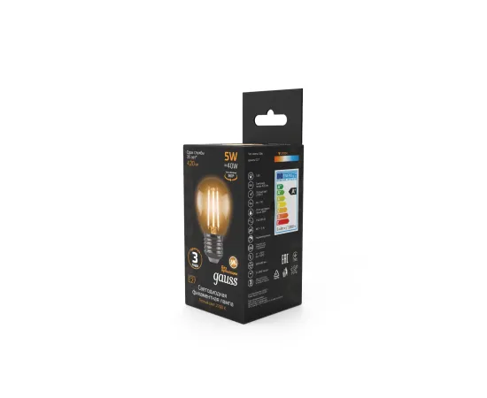 Фото Лампа Gauss Filament Шар 5W 420lm 2700К Е27 LED 1/10/50 Артикул: 105802105 Фото Лампа Gauss Filament Шар 5W 420lm 2700К Е27 LED 1/10/50 Артикул: 105802105