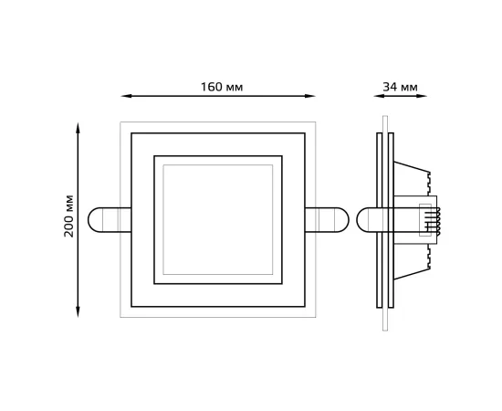 Фото Светильник Gauss Glass кв 18W 1390lm 3000K 185-265V IP20 монт 170х170 200*200*36 с дек стек LED 1/20 Артикул: 948111118