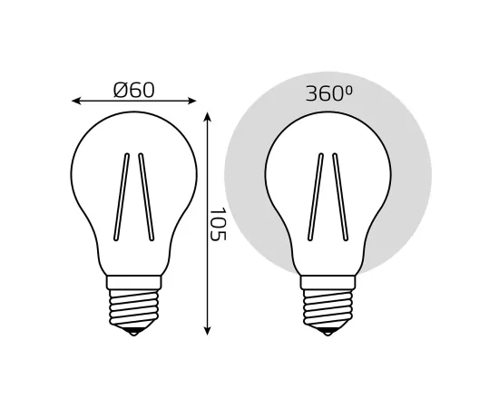 Фото Лампа Gauss Filament А60 10W 930lm 2700К Е27 LED 1/10/40 Артикул: 102802110 Фото Лампа Gauss Filament А60 10W 930lm 2700К Е27 LED 1/10/40 Артикул: 102802110