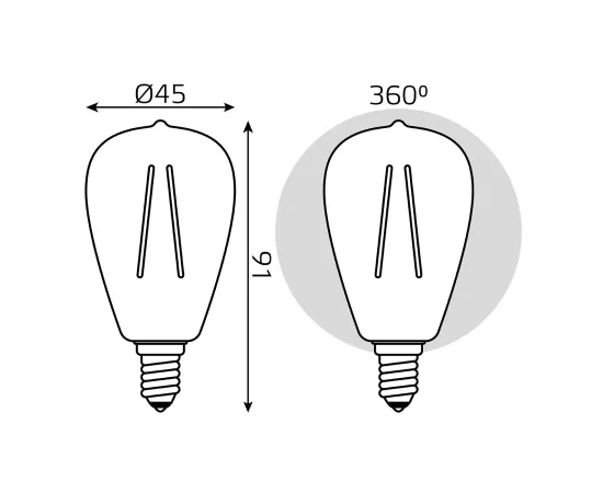 Фото Лампа Gauss Basic Filament ST45 4,5W 470lm 2700К Е14 LED 1/10/50 Артикул: 1141115