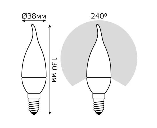 Фото Лампа Gauss Свеча на ветру 9.5W 890lm 3000K E14 LED 1/10/50 Артикул: 104101110