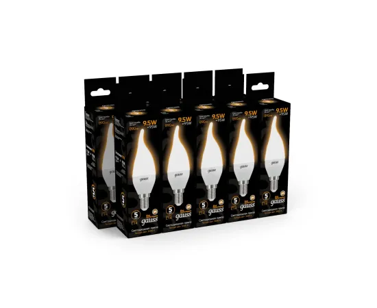 Фото Лампа Gauss Свеча на ветру 9.5W 890lm 3000K E14 LED 1/10/50 Артикул: 104101110
