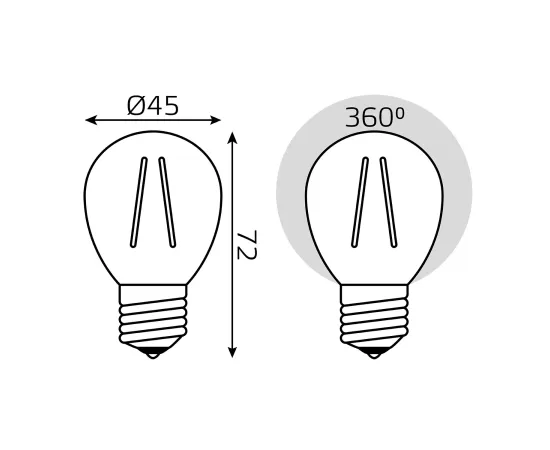 Фото Лампа Gauss Filament Шар 5W 420lm 2700К Е27 диммируемая LED 1/10/50 Артикул: 105802105-D