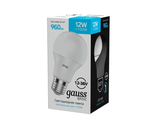 Фото Лампа Gauss Basic A60 AC12-36V 12W 960lm 4100K E27 LED 1/5/50 Артикул: 202402212Фото Лампа Gauss Basic A60 AC12-36V 12W 960lm 4100K E27 LED 1/5/50 Артикул: 202402212 Фото Лампа Gauss Basic A60 AC12-36V 12W 960lm 4100K E27 LED 1/5/50 Артикул: 202402212Фото Лампа Gauss Basic A60 AC12-36V 12W 960lm 4100K E27 LED 1/5/50 Артикул: 202402212