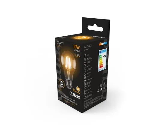 Фото Лампа Gauss Filament А60 10W 930lm 2700К Е27 LED 1/10/40 Артикул: 102802110 Фото Лампа Gauss Filament А60 10W 930lm 2700К Е27 LED 1/10/40 Артикул: 102802110