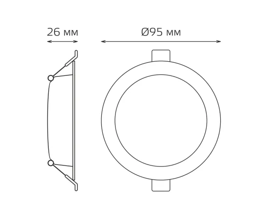 Фото ​Светильник Gauss Elementary Downlight круг 5W 430lm 4000K 210-240V IP20 95*38 монтаж белый LED 1/100 Артикул: 9100420205
