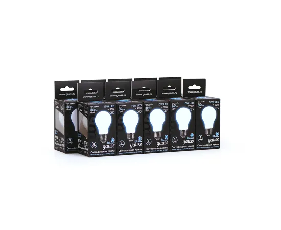 Фото Лампа Gauss Filament А60 10W 860lm 4100К Е27 milky LED 1/10/40 Артикул: 102202210