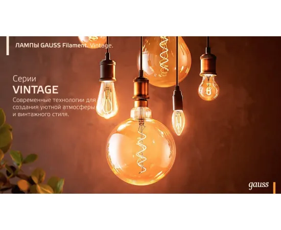 Фото Лампа Gauss Filament G95 6W 630lm 2700К Е27 LED 1/20 Артикул: 105802106 Фото Лампа Gauss Filament G95 6W 630lm 2700К Е27 LED 1/20 Артикул: 105802106