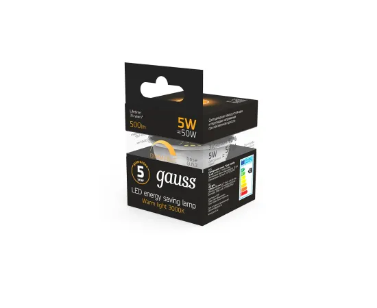 Фото Лампа Gauss MR16 5W 500lm 3000K GU5.3 диммируемая LED 1/10/100 Артикул: 101505105-D