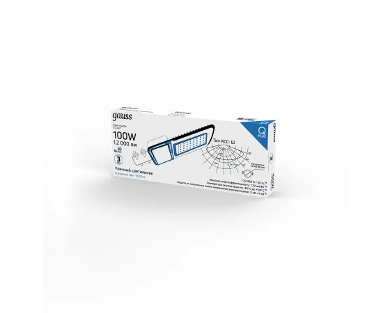 Светильник Уличный Gauss LED Qplus IP65 455*180*49 100W 12000lm 5000K 120-260V КСС "Ш" 1/4
Артикул: 629535300 Светильник Уличный Gauss LED Qplus IP65 455*180*49 100W 12000lm 5000K 120-260V КСС "Ш" 1/4
Артикул: 629535300