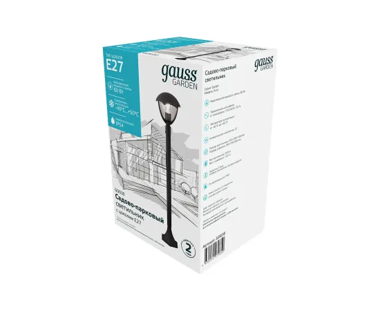 Светильник садово-парковый Gauss Aura столб 1*E27, Max.60W, 200*200*1000мм, 170-240V / 50Hz, IP 54 (1/6)
Артикул: GD030
