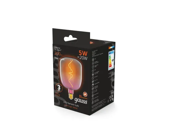 Лампа Gauss Filament V140 5W 200lm 1800К Е27 pink-clear flexible LED 1/6
Артикул: 1010802105