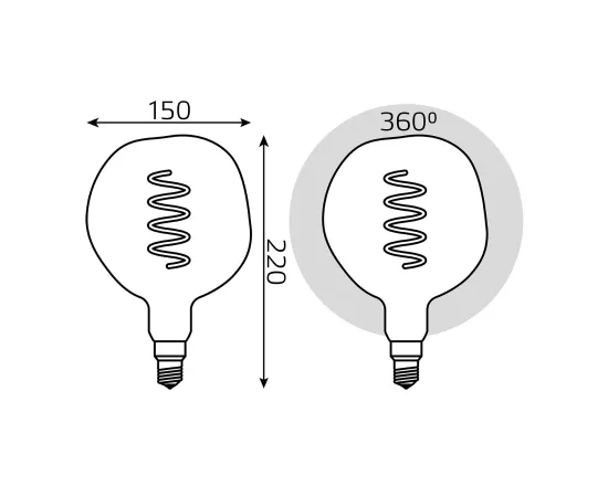 Лампа Gauss Filament G150 5W 250lm 1800К Е27 rainbow LED 1/6
Артикул: 1007802103