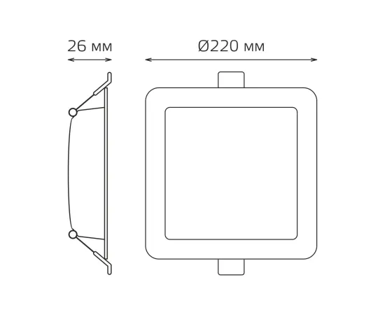 Светильник Gauss Elementary Downlight квадрат 26W 2250lm 4000K 170-260V IP20 220*26 монтаж белый LED 1/40 Артикул: 998520224