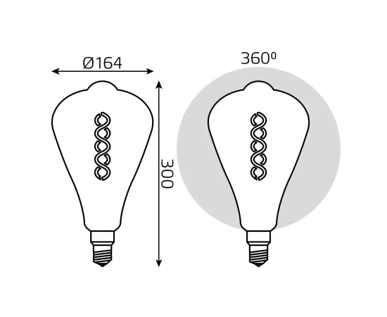 Лампа Gauss Filament ST164 8.5W 660lm 2000К Е27 golden flexible LED 1/6
Артикул: 157802105