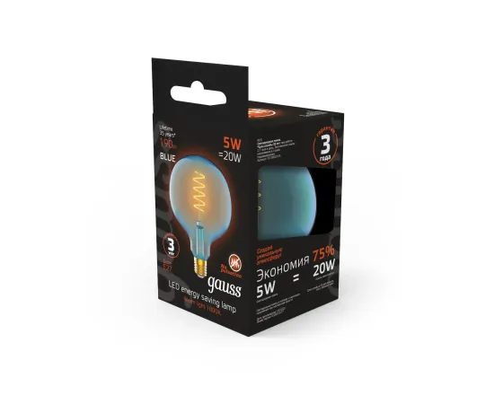 Лампа Gauss Filament G125 5W 190lm 1800К Е27 sky blue flexible LED 1/10
Артикул: 1013802105
