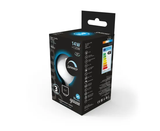 Фото Лампа Gauss Filament G200 14W 1170lm 4100К Е27 milky диммируемая LED 1/4 Артикул: 153202214-D