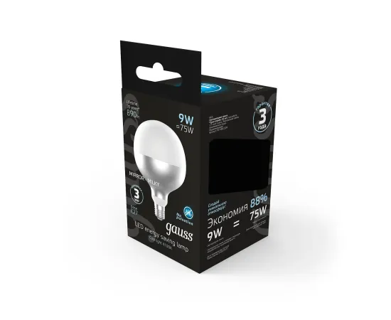 Лампа Gauss Filament G125 9W 890lm 4100К Е27 mirror-milky LED 1/10
Артикул: 1014802209