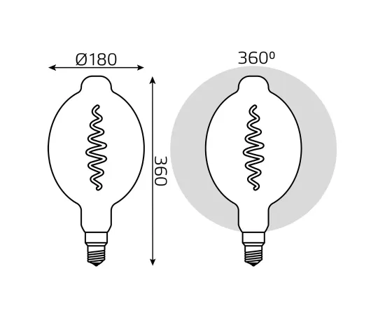 Лампа Gauss Filament BT180 8.5W 165lm 1800К Е27 gray flexible LED 1/2
Артикул: 152802005