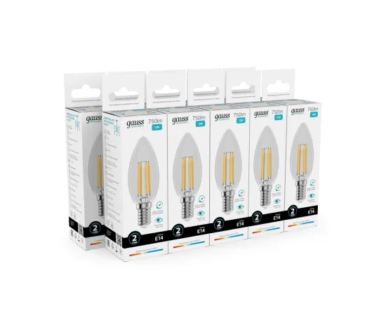 Лампа Gauss Filament Elementary Свеча 12W 750lm 4100К Е14 LED 1/10/100
Артикул: 32122