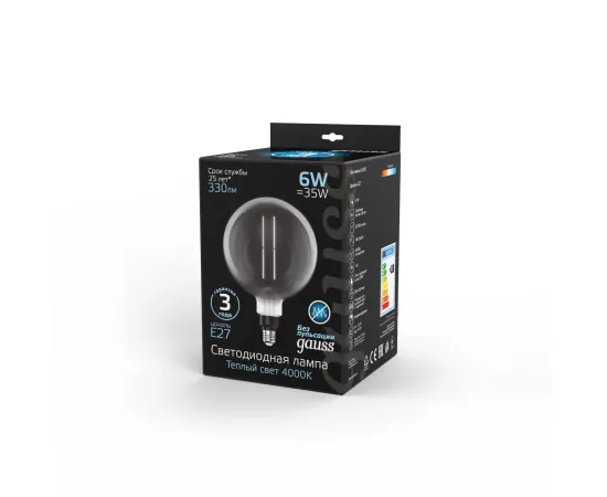 Лампа Gauss Filament G200 6W 330lm 4000К Е27 gray straight LED 1/6
Артикул: 154802205