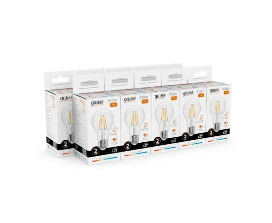 Лампа Gauss Filament Elementary А60 11W 910lm 2700К Е27 LED 1/10/50
Артикул: 22211