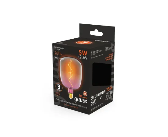 Лампа Gauss Filament V140 5W 200lm 1800К Е27 pink-clear flexible LED 1/6
Артикул: 1010802105