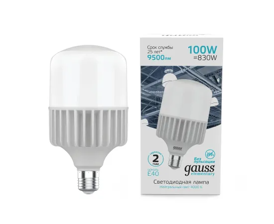 Лампа Gauss Elementary T160 100W 9500lm 4000K E40 LED 1/8
Артикул: 63420