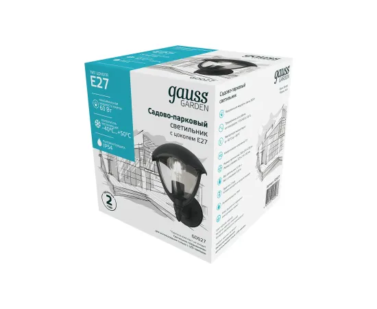 Светильник садово-парковый Gauss Aura на стену вверх 60W, 1*E27, 188*210*238мм, 170-240V / 50Hz, IP 54 (1/6)
Артикул: GD027