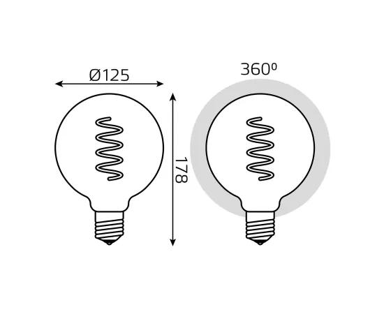 Лампа Gauss Filament G125 5W 190lm 1800К Е27 pink flexible LED 1/10
Артикул: 1011802105