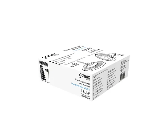 Светильник подвесной Gauss UFO 150W 18000lm 5000K 175-265V IP65 D260*88мм черный скобка в комплекте
Артикул: 821536350
