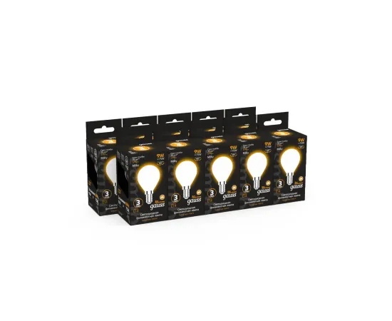 Лампа Gauss Filament Шар 9W 590lm 3000К Е14 milky LED 1/10/50
Артикул: 105201109