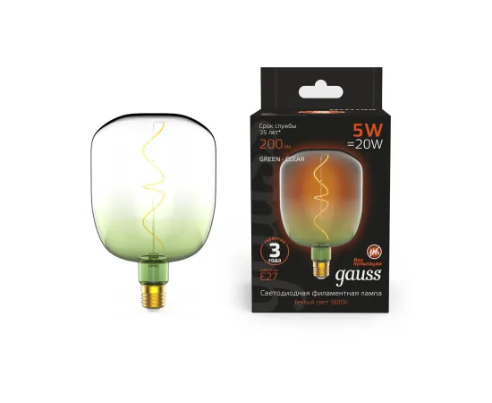 Лампа Gauss Filament V140 5W 200lm 1800К Е27 green-clear flexible LED 1/6
Артикул: 1009802105