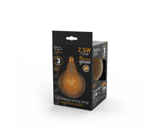 Лампа Gauss Filament G125 2,5W 200lm 2000К Е27 golden OK LED 1/20
Артикул: 176802003 Лампа Gauss Filament G125 2,5W 200lm 2000К Е27 golden OK LED 1/20
Артикул: 176802003