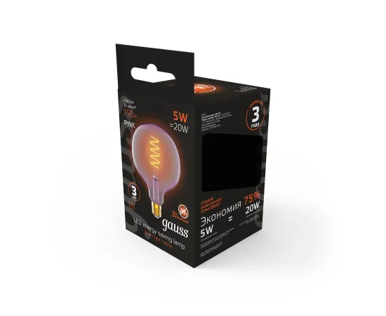 Лампа Gauss Filament G125 5W 190lm 1800К Е27 pink flexible LED 1/10
Артикул: 1011802105